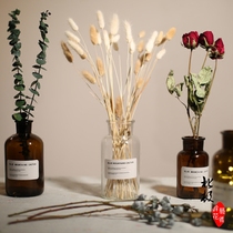 Nordic small brown bottle ins wind transparent brown living room decoration dried flowers flower ornaments accessories Hydroponic glass vase