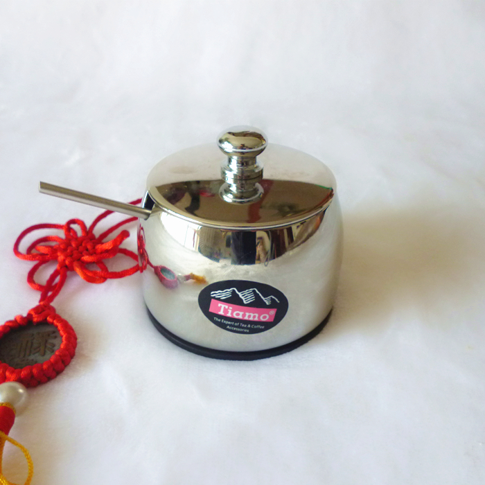 TIAMO original exquisite mirror stainless steel coffee sugar tank sugar tank kitchen seasoning tank seasoning tank to send a small spoon