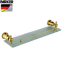 All-copper gold cosmetics rack bathroom wall-mounted single-layer glass rack European-style titanium cosmetics rack hardware