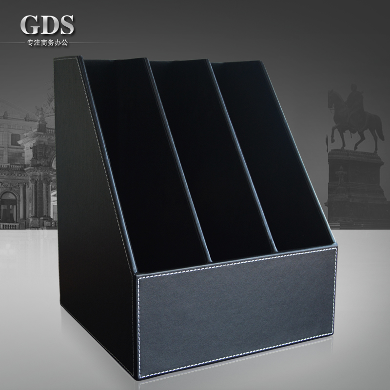High-end fashion business leather triple desktop file frame seat rack storage basket office supplies special offer