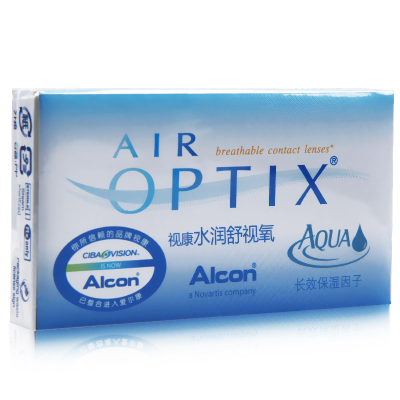 2送4】视康水润舒视氧O2月抛3片air optix近视隐形眼镜爱尔康舒适
