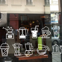 Personality pattern sticker decoration restaurantBar coffee milk tea shopshopshopwindow window door sticker creative wall sticker