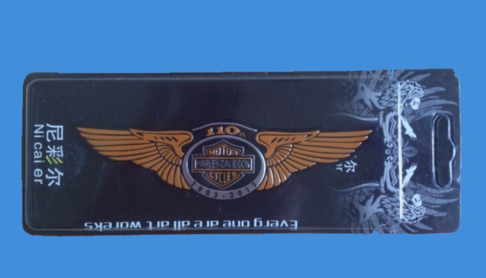 Locomotive decoration pure metal car label Halle 110 years Remembrance car label