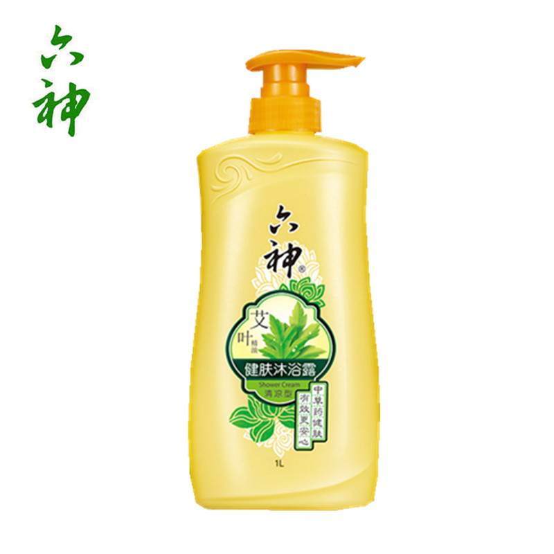 六神艾叶健肤清凉型沐浴露1L中草药配方滋养肌肤防菌止痒洗浴乳液
