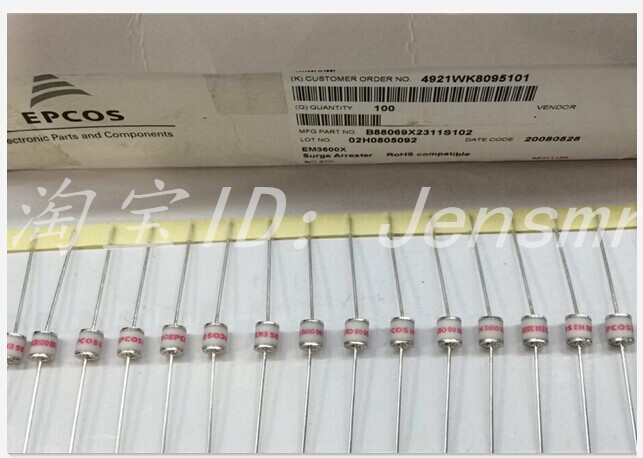 B88069X2311S102 EM3600X EPCOS 3600V 1 5KA 5 5x6mm ceramic discharge tube
