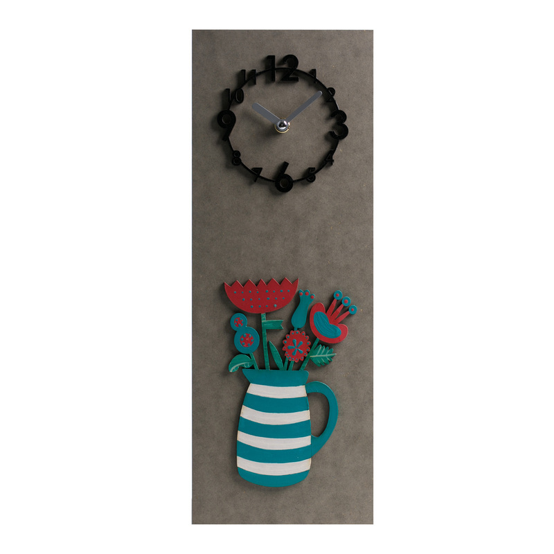 Korea Import Hanging Bell Brief Modern Home Decoration Hand-painted 3D Blue Vase Book House Creative Gift Wall Clock