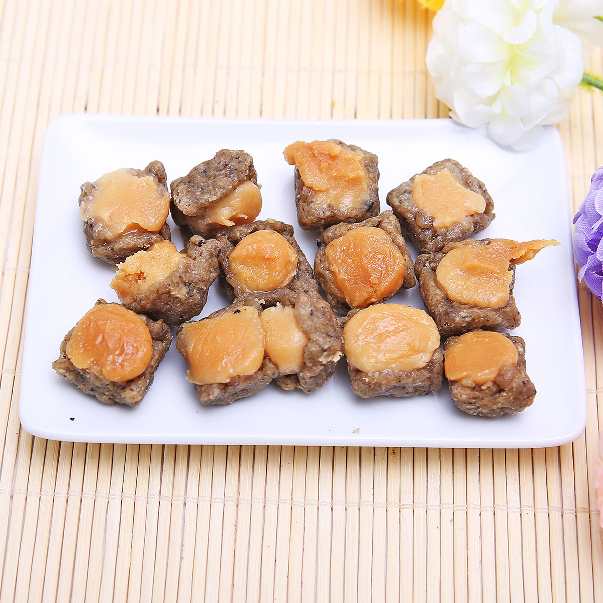 波奇网 宠物狗狗零食普菲尔狗猫美毛训练零食芝士牛羊肉三角包80G