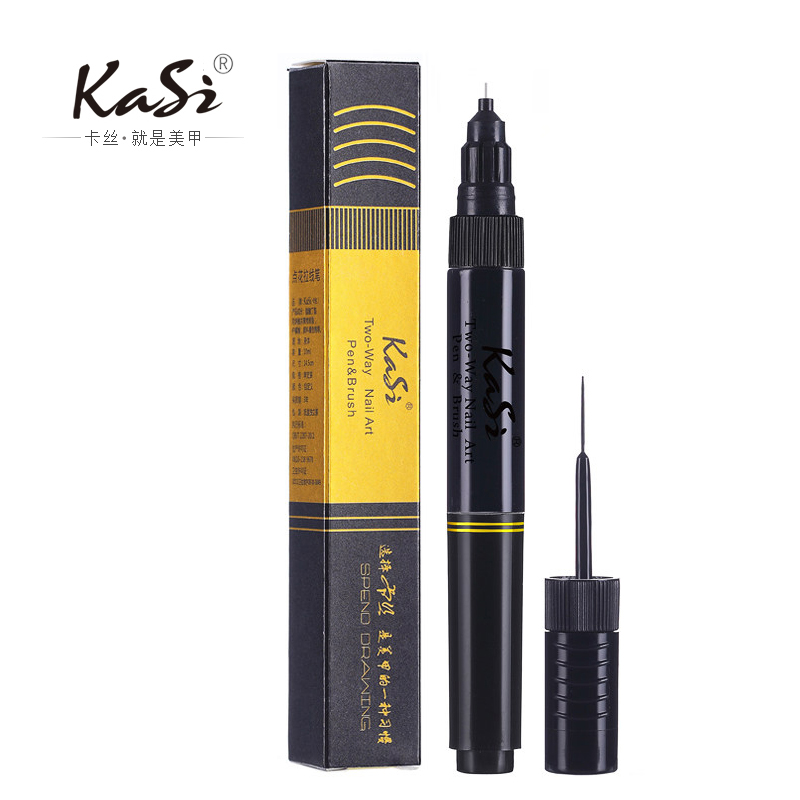 KaSi美甲双头点花拉线笔 点钻美甲笔彩绘笔工具10克装 颜色:黑色