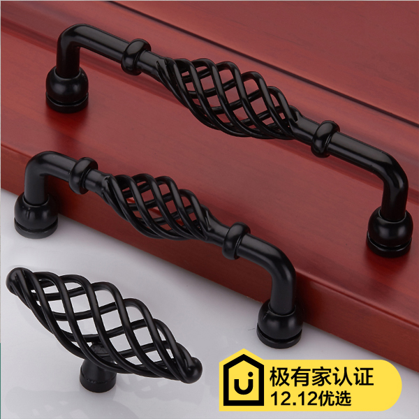 Black Fields Garden Bird Cage Handle Nordic Style Antique Spiral Whole Cabinet Furniture Cabinet Wardrobe Door Green handle N76