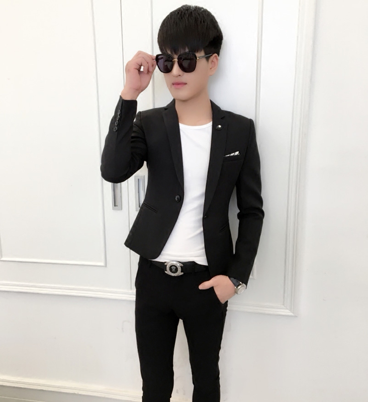 Men's Slim-Fit Korean-Style Single-Piece Jacket Short Coat Trendy 2026 Spring Small Size Tight-Fitting Stylish Men's Blazer