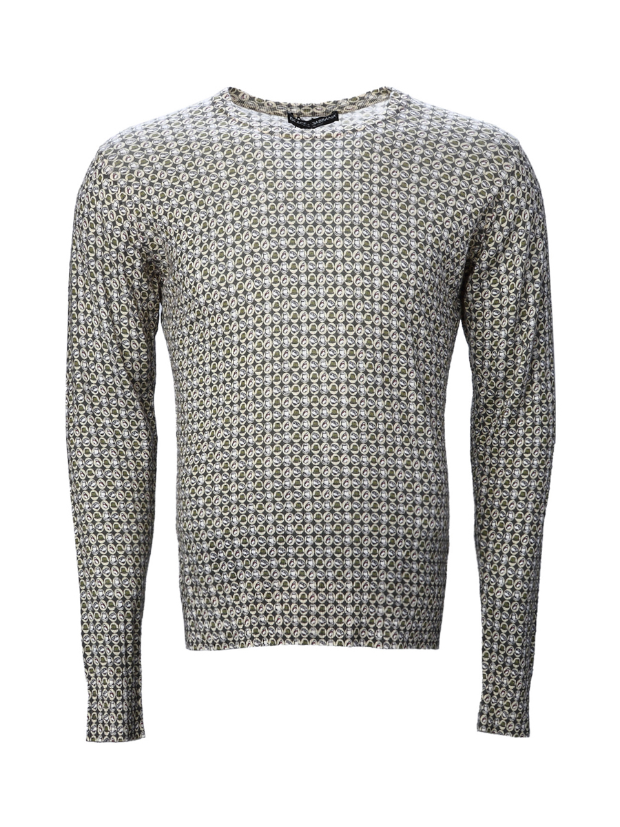 Dolce&Gabbana 灰色圆领印花长袖针织衫