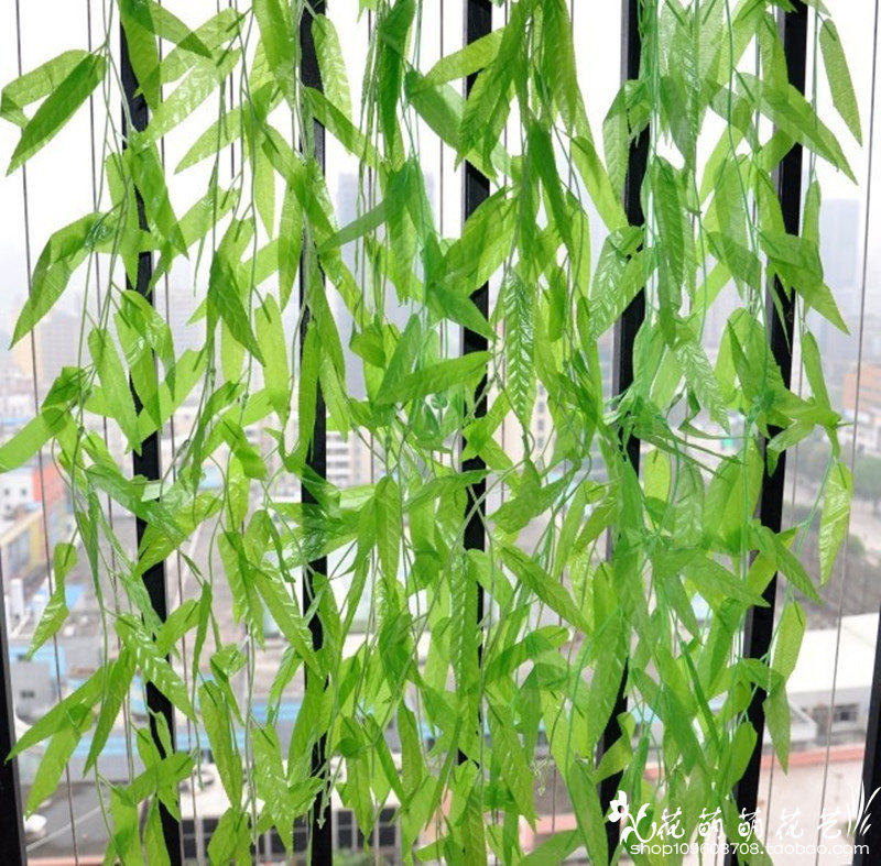 Simulation plant Splicing Special Price Balcony Hanging Wall Willow Leaf Decoration Green Vines 1 8 m 20 Pieces Leaves Big Willow Leaf