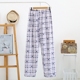 Mùa xuân và mùa hè quần cotton pyjama nam mỏng dệt vải ngủ cotton quần cotton nhà quần thanh niên điều hòa không khí quần kích thước lớn quần lửng nữ Quần tây