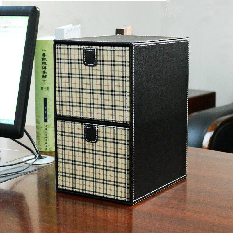 Meishang creative leather CD box DVD disc storage box Drawer storage finishing rack