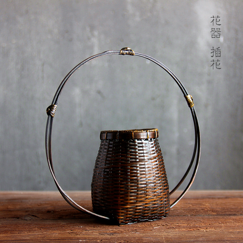 Bamboo Flower Instrumental Day Style Pendulum Pieces Flower Arrangement Vase Small Pottery Export Foreign Trade Fields Gardener Craftsmanship Gifts Swing Accessories