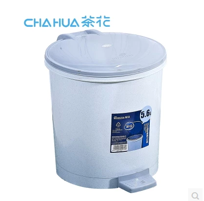 Camellia plastic foot-operated trash can household powder room office trash can with lid double layer with inner barrel