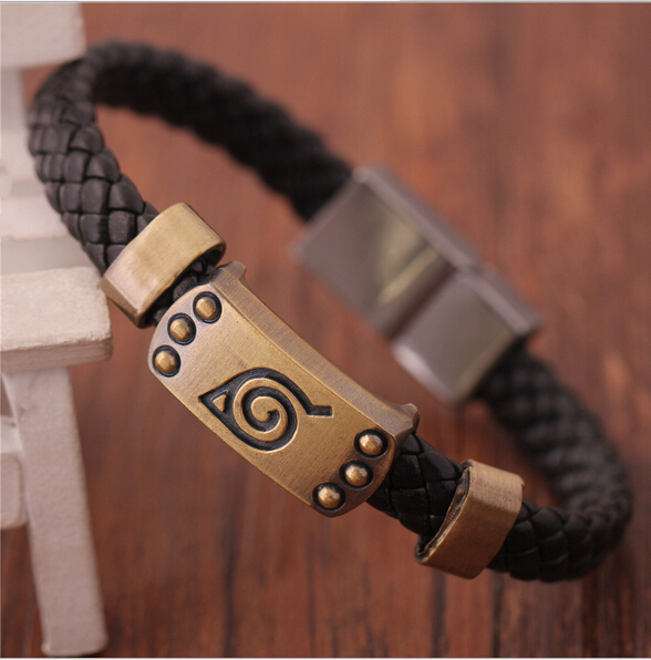 New Hot-Selling Anime Merchandise Naruto Konoha Logo Retro Bracelet Men's Bracelet Magnetic Buckle Bracelet