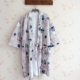 Áo khoác kimono yukata nam Nhật Bản mùa xuân và mùa thu dày áo ngủ nữ cotton mùa đông và gió quilted váy dài những người yêu thích áo len đồ bộ ngủ Night Robe