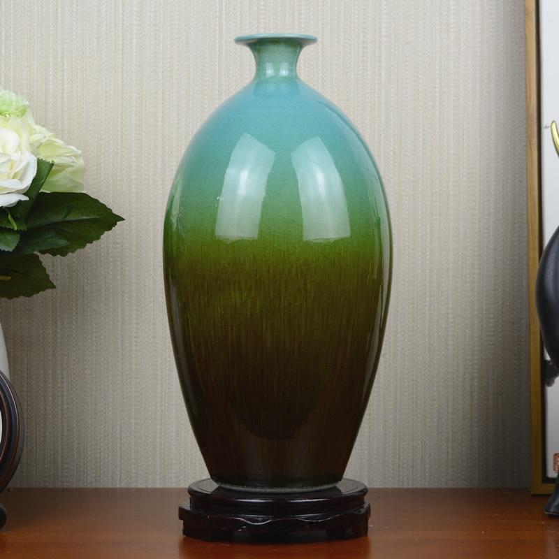 Jingdezhen ceramic up blue vase European ikebana sitting room porch household soft adornment handicraft furnishing articles