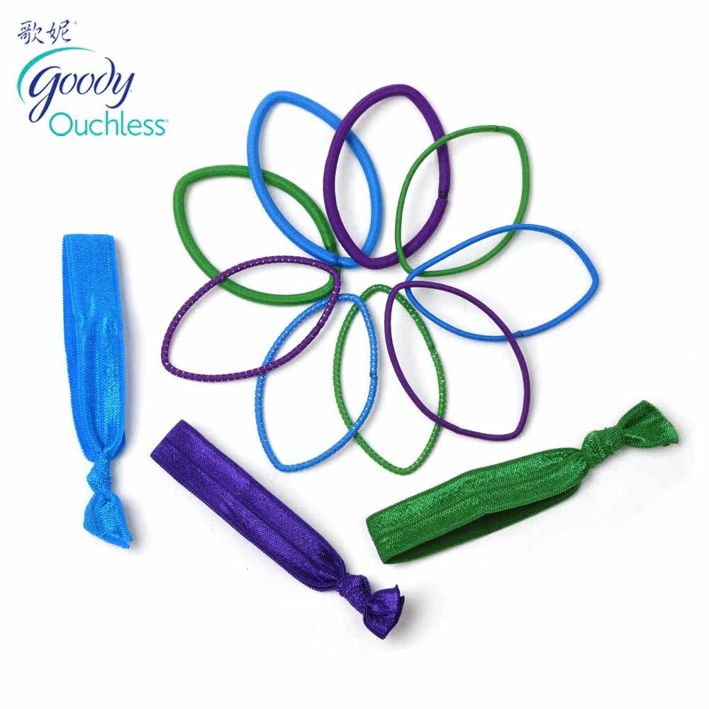 Goody/歌妮进口 新款美国发饰 发圈 零压力痕多色皮筋 12根赠发夹