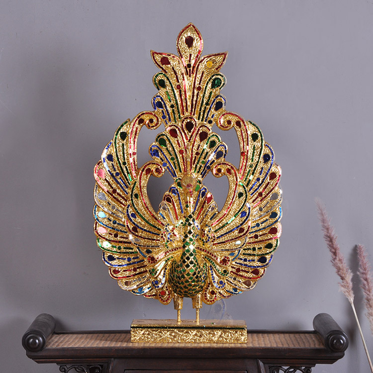 Thailand imported peacock ornaments Thai club dining room living room ornaments lucky ornaments porch decoration decoration