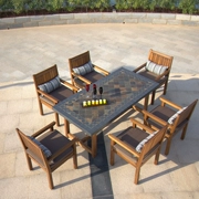 Lasun Lai Xin Solid bàn ghế gỗ ngoài trời Dali vàng lụa tếch đá hình chữ nhật bàn vườn sân vườn ghế ăn