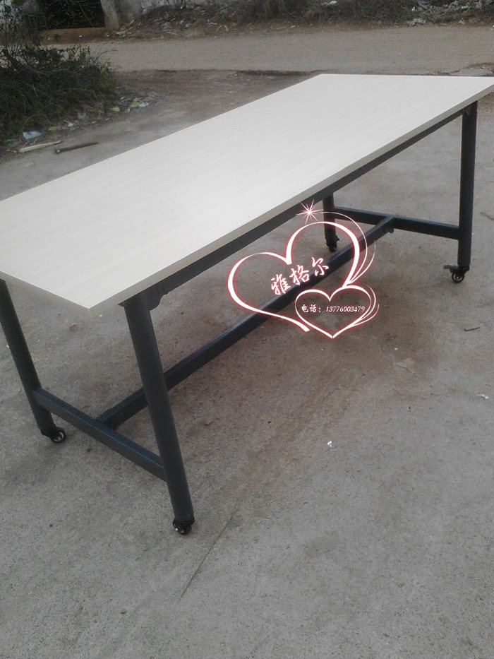 Steel-wood bracket with pulley computer desk mobile drawing desk desk simple workbench can be customized