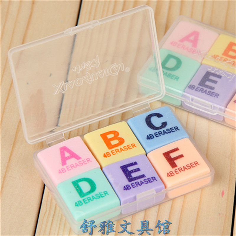Small geek only E-6617 eraser drawing special student 4B small glue to rub 6 sets of creative letters