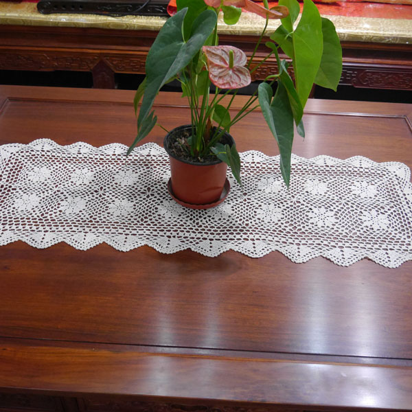 I love my home pure handmade crochet hook cotton lace hollow woven tablecloth table flag beige white