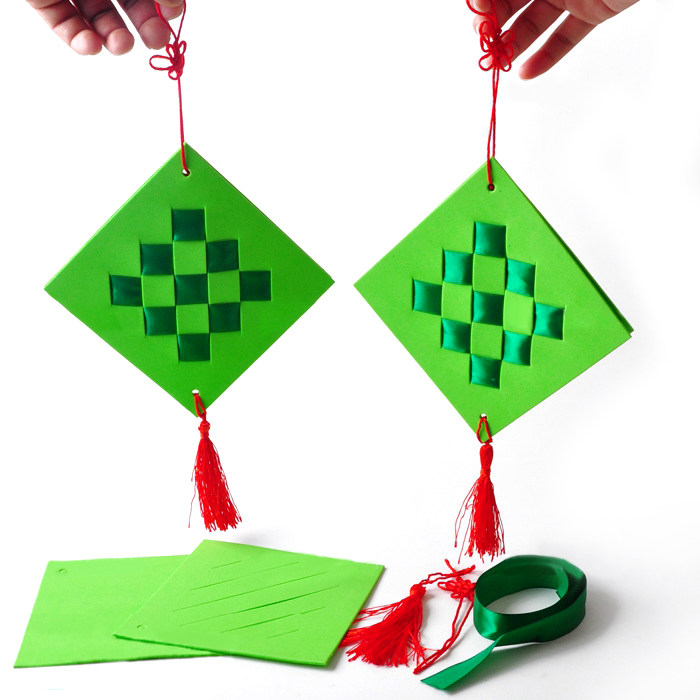 Xibao Dragon Boat Festival parent-child woven EVA zongzi pendant kindergarten children handmade DIY material decorative toys