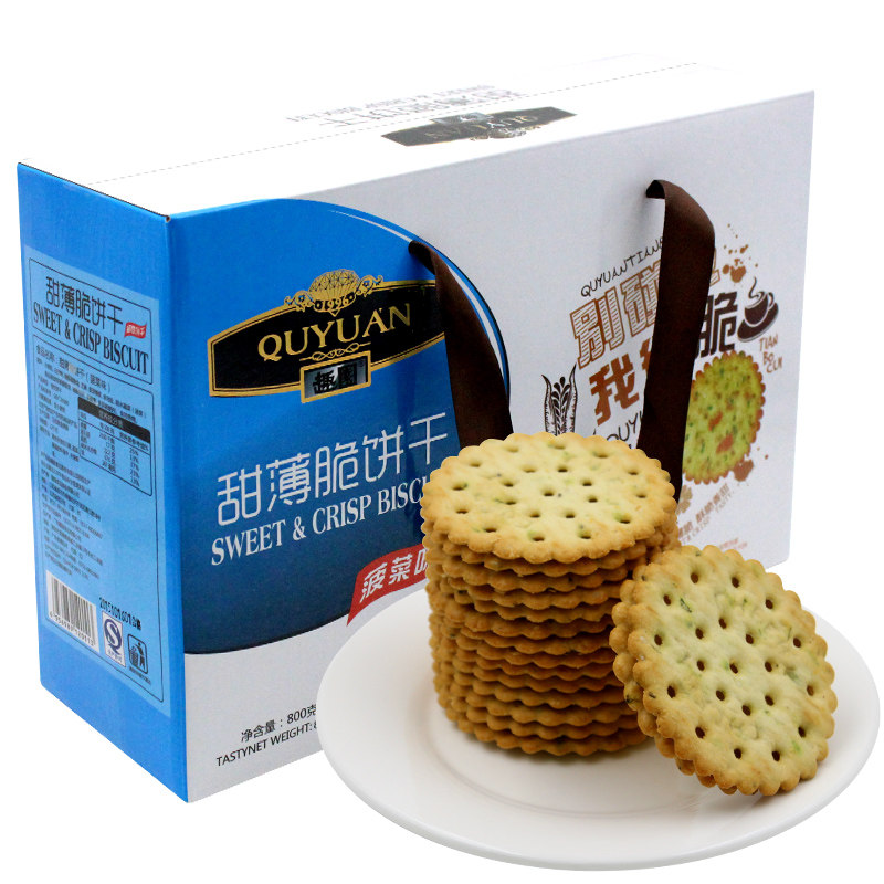 【天猫超市】趣园甜薄脆饼干菠菜味800g零食小吃点心○