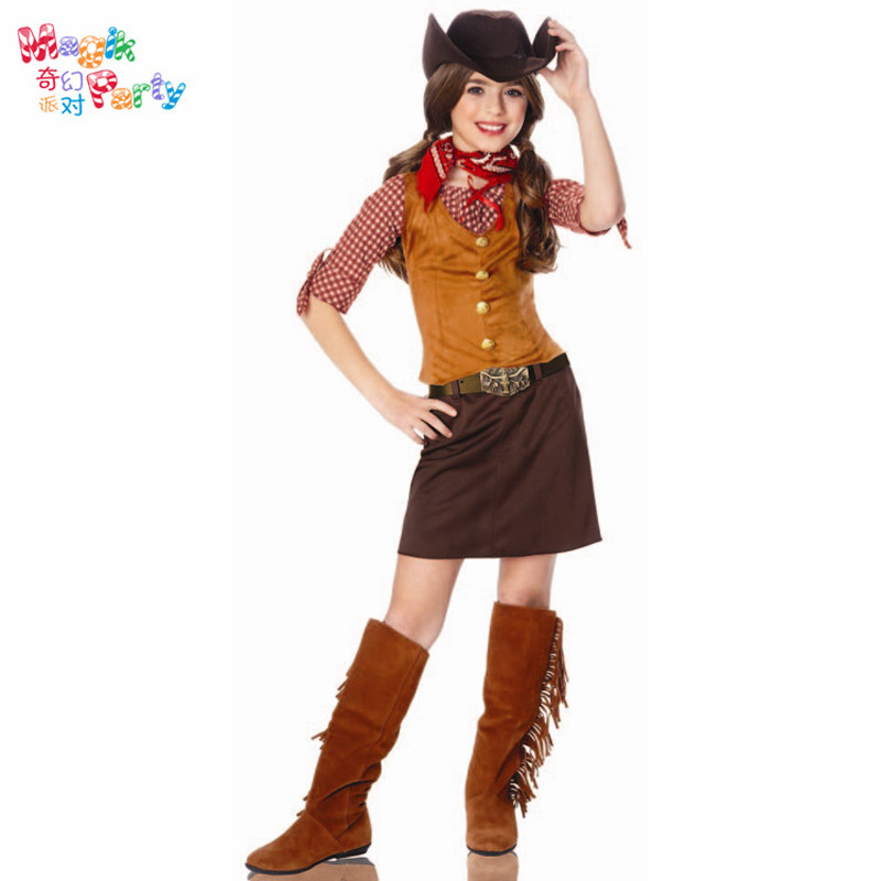 Halloween children's show costume Cosplay show costume girl western little cowboy sheriff's suit costume