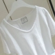 Mùa hè 2018 phiên bản mới của Hàn Quốc áo thun trắng tay ngắn tinh khiết nữ thô viền v-cotton cotton rộng tay áo phông trắng Áo phông