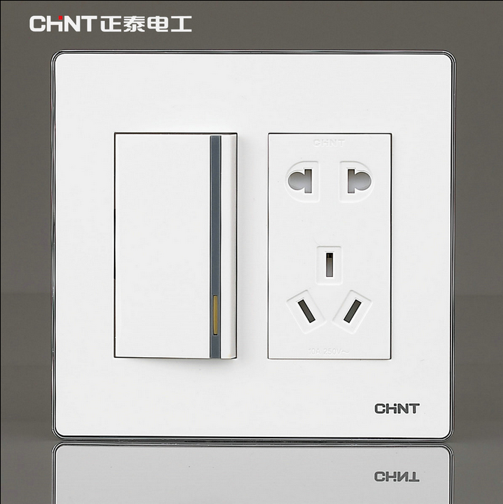 Zhengtai switch socket panel 120NEW9E opens double - cut five holes one open two or three plugs and white silver side
