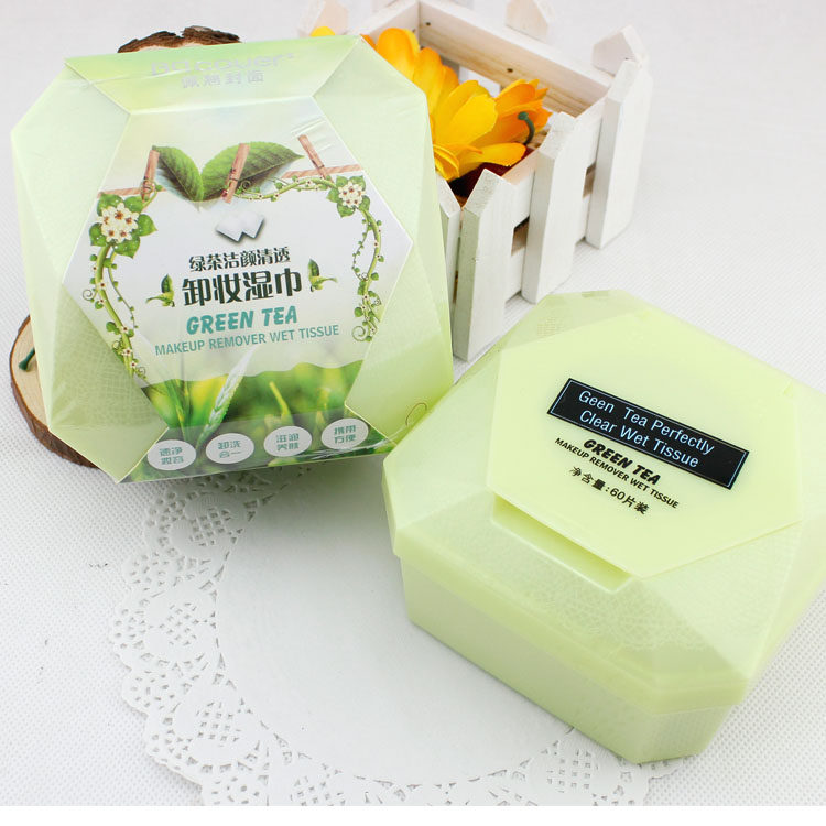 BQ cover Peiqiao cover green tea cleansing clear makeup remover towel removes makeup 60 pumps H1217