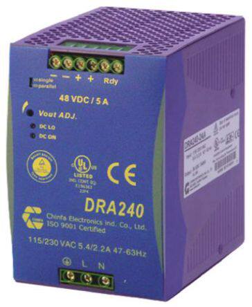 Chinfa DRA240-48A 240W 1 Output DIN Rail and Panel Mount Power Supply
