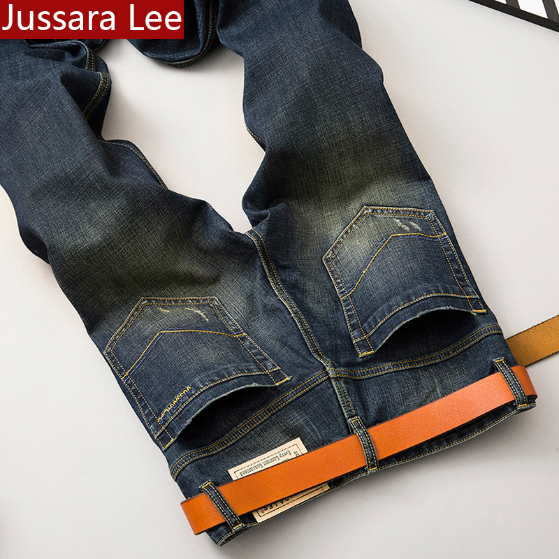 jussara Lee秋冬款牛仔裤复古做旧修身秋季牛仔裤男青年直筒裤子