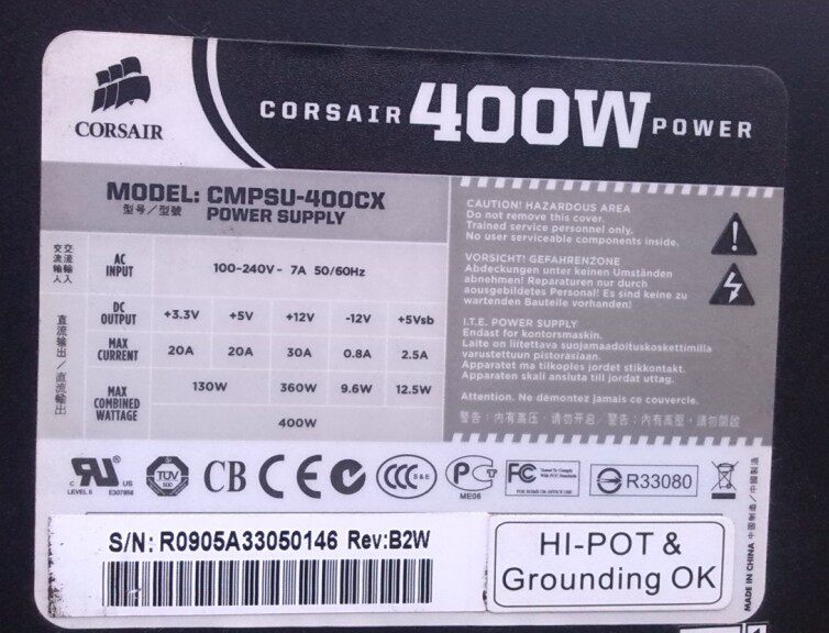 Original dismantler pirate ship CMPSU-400CX Rated 400w 100-240V Width Mute Power Supply