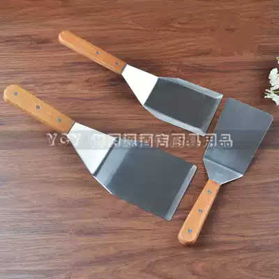Western and Japanese cuisine Teppanyaki wood handle Stainless steel shovel Onion grab cake steak shovel Pizza BARBECUE steak frying shovel