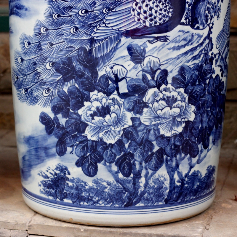 Jingdezhen porcelain ceramic hand - made peacock peony vases sitting room big furnishing articles calligraphy and painting scroll the receive accessory products