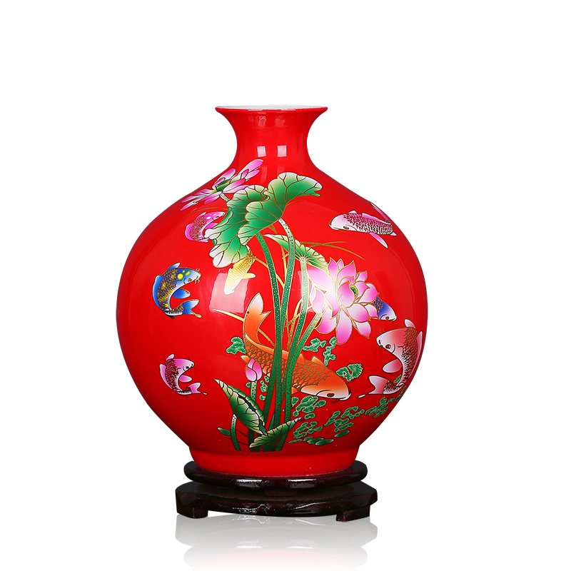 Send base home ceramic decoration Bogu rack collection flower arrangement vase luminous jewelry large pomegranate bottle wedding