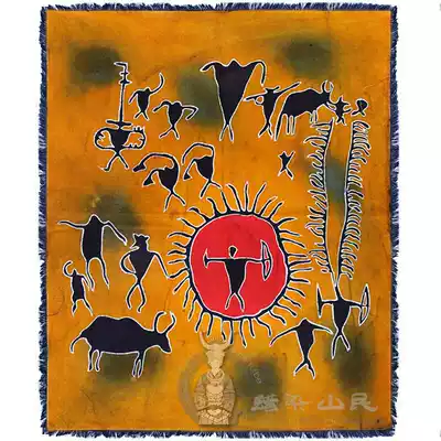 Guizhou specialty Miao BATIK batik single-layer painting decoration wall hanging Cangyuan culture 75CM*65CM