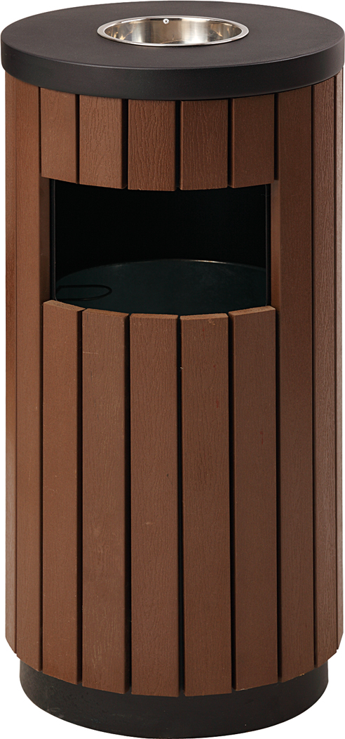 Cisnan Outdoor Trash Can Steel Wood Round Trash Can Sorting Trash Bin Fruit Leather Case Embalming Plastic Wood Dustbin