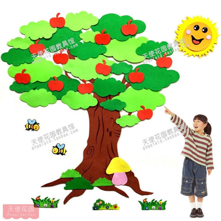 Kindergarten Adornment Environment Arrangement Oversized Wall Stickup Loving Wishes Tree Classrooms Cultural Wall Foam Material