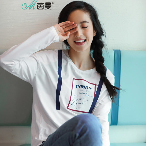 茵曼 18年春季新款 韩版宽松 女式长袖T恤 天猫优惠券折后￥69包邮（￥119-50）2色可选