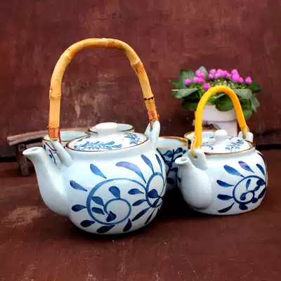 Underglaze COLOR HOOK RATTAN BASKET COLOR PORCELAIN KUNG FU TEA ART TEACUP Japanese BRIDGE TEA SET TEAPOT WATER CUP KETTLE 1000ML