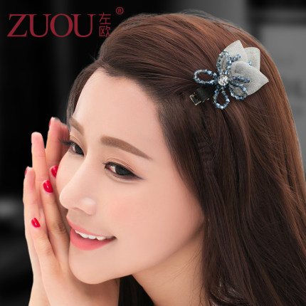 短发发夹发饰韩国布艺花朵刘海边夹小号鸭嘴夹