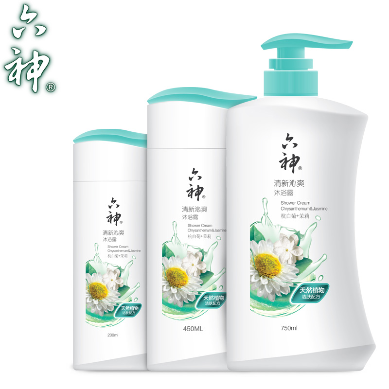 【正品保证】六神清新沁爽沐浴露（杭白菊+茉莉）200/450/750ML