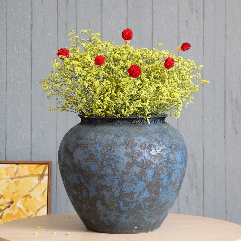 Modern European Mediterranean home furnishing articles porcelain in jingdezhen lava glazed pottery vase three - piece sitting room decoration
