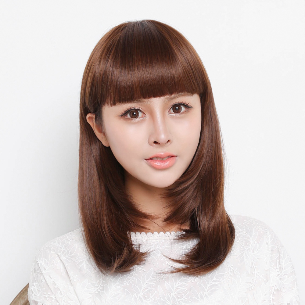 梨花假发 女 长卷发韩国齐刘海梨花头长发逼真大头皮长直发